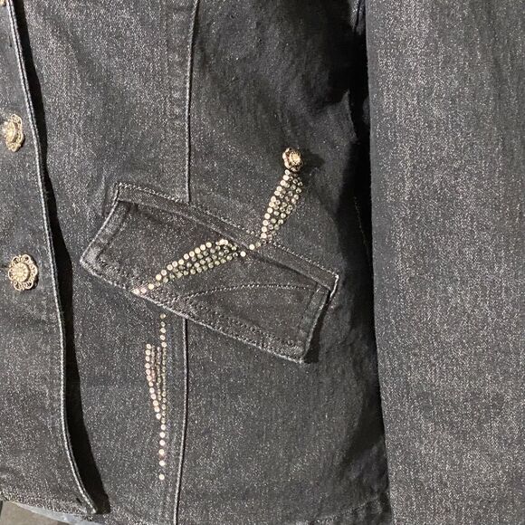 RUSTIC DENIM 100% Cotton Glittered Semi Distressed Women's Denim Jacket -SMALL - Picture 4 of 13